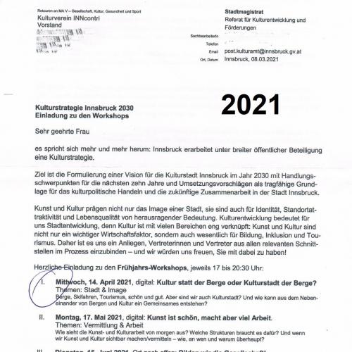 2021, Kulturstrategie Innsbruck 2030